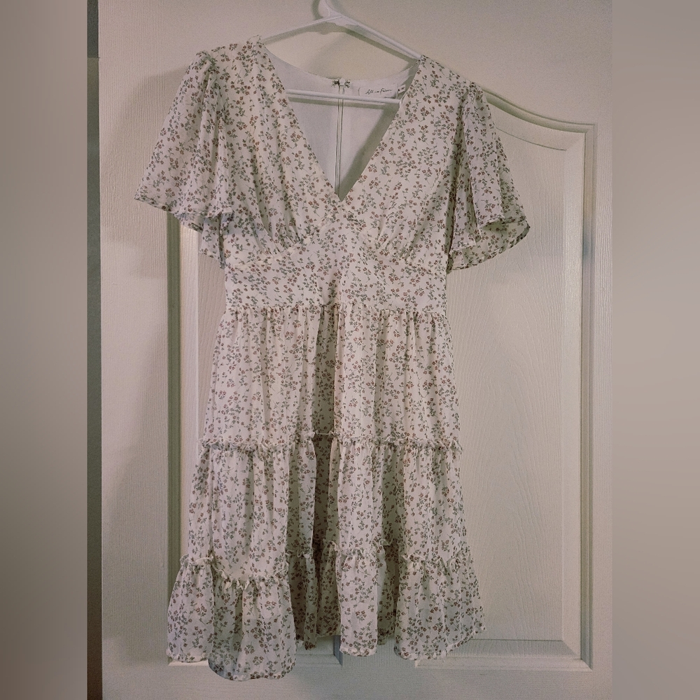 All in Favor White Floral Dress